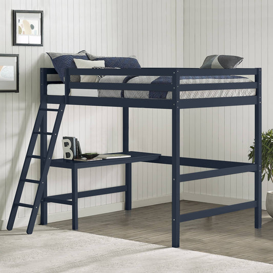 Caspian Youth Solid Wood Twin Loft Bed For Kids Room, Black