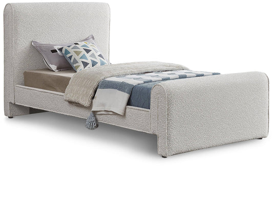 Stylus Cream Boucle Fabric Twin Bed - Styluscream-T