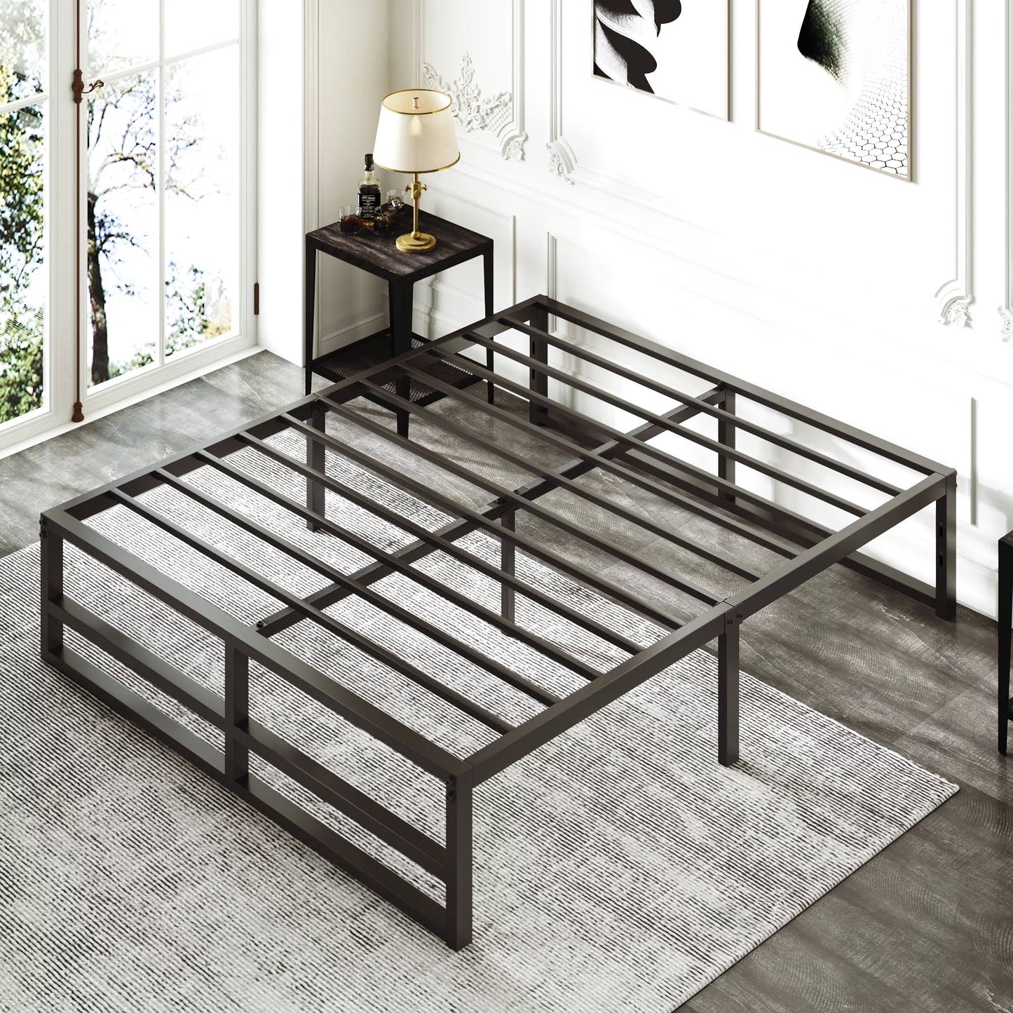 Twin Size Metal Platform Bed Frame With 14 Under Bed Storage