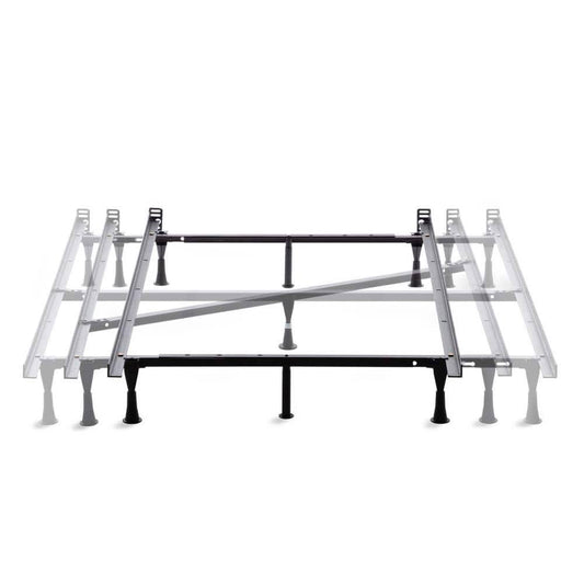 Adjustable Metal Bed Frame With Center Support Rug Rollers