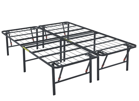 Basics Foldable, 18 Black Metal Platform Bed Frame With Tool-Free Assembly, No Box Spring Needed - Full