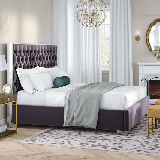 Tufted Upholstered Platform Bed Everly Quinn Color (Frame): Silver, Color: White, Size: Full