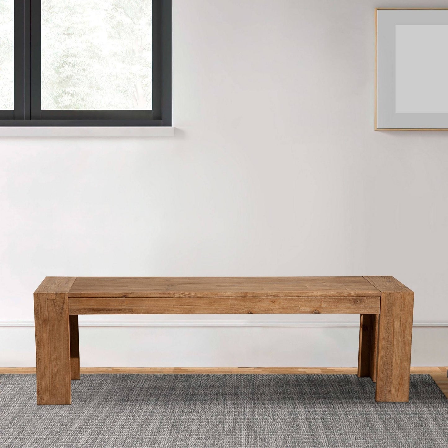 Acacia Wood Bench With Bracket Legs Brown