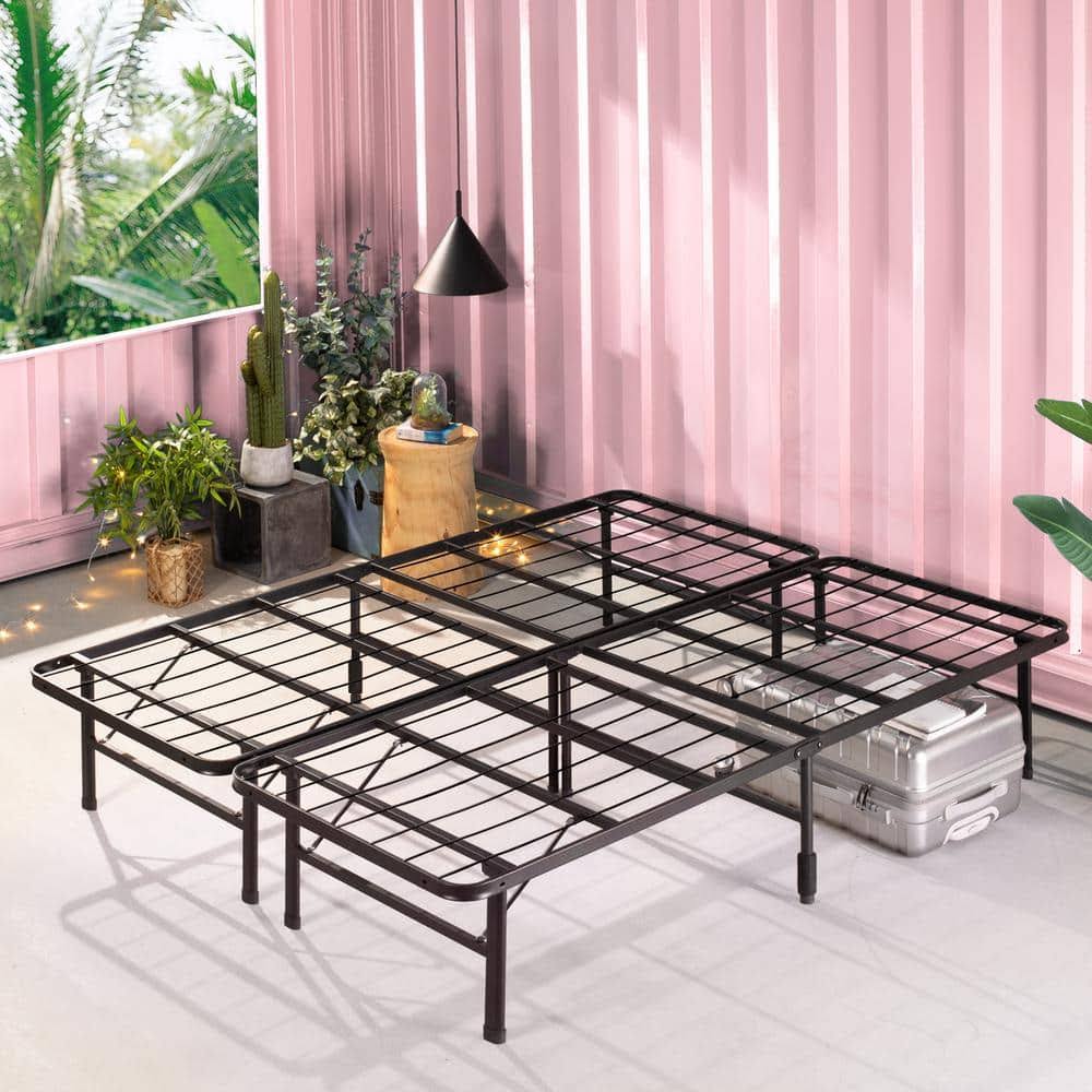 Tool-Free Assembly Black King Metal Bed Frame Without Headbo