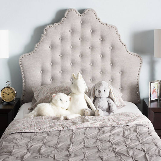 Upholstered Panel Headboard  Size: Queen, Color: Grayish Beige