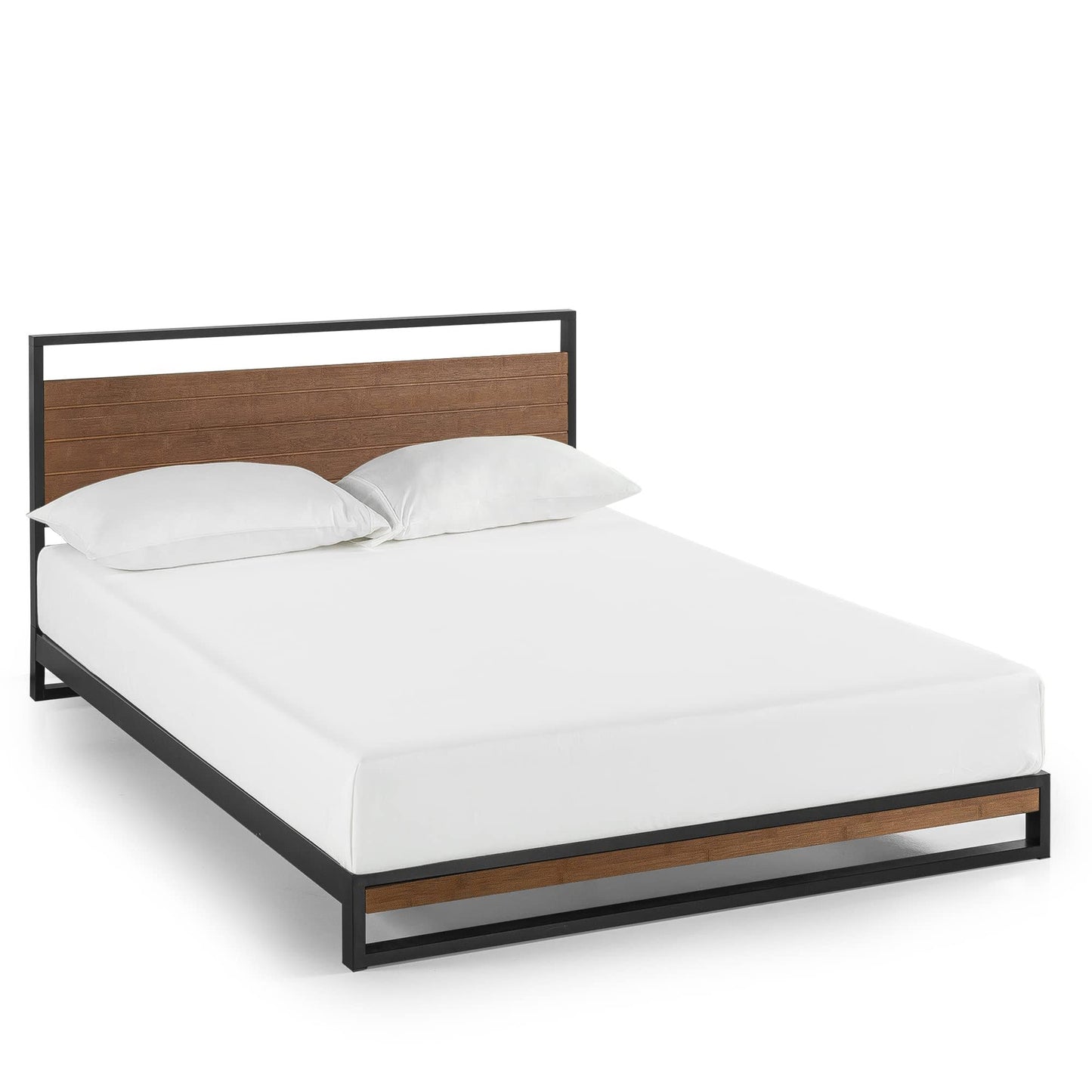 Suzanne 44 Metal And Wood Platform Bed Frame, Chestnut Brown, King