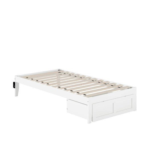 Colorado Bed With Foot Drawer And Usb Turbo Charger, Twin Extra Long, White