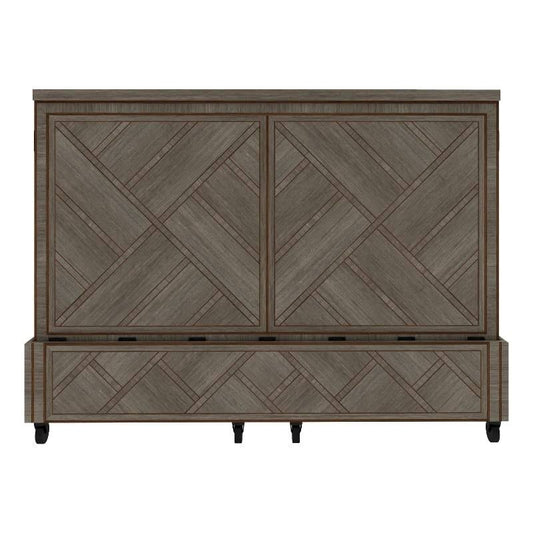 Ambrosia Queen Solid Wood Mobile Murphy Cabinet Bed In Gray