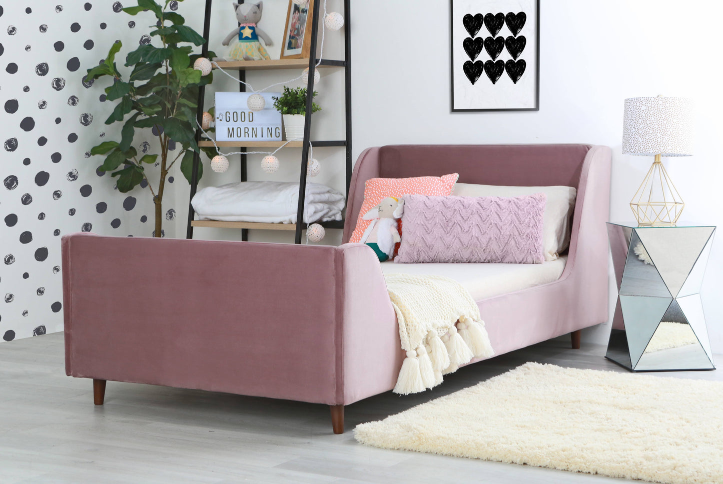 Twin Platform Bed Second Story Home Bed Frame Color: Boucle