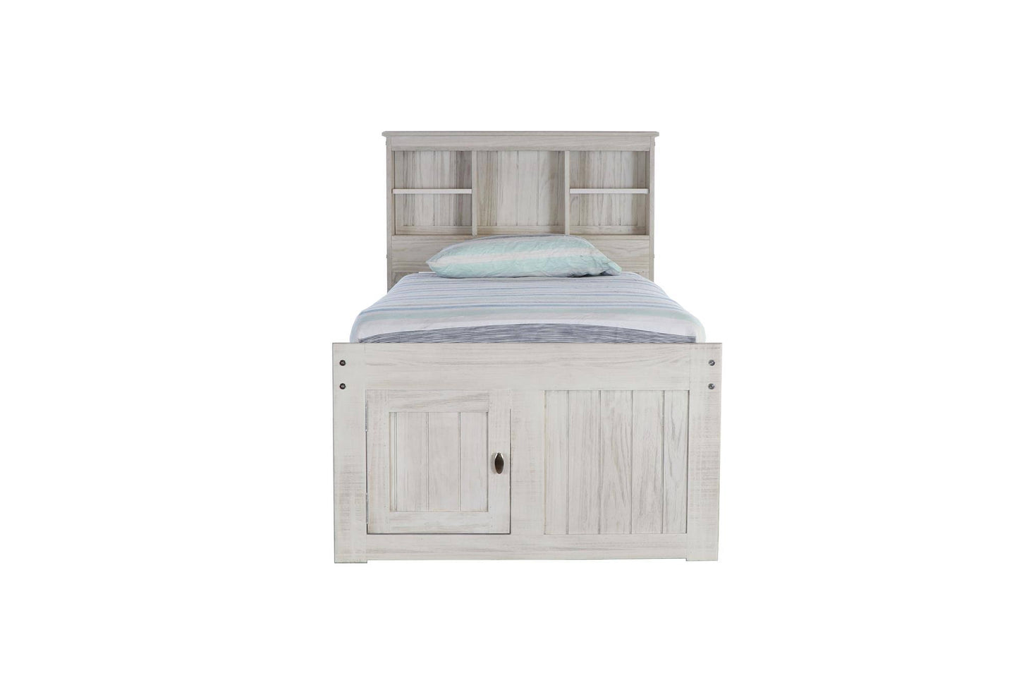 Twin Size Bookcase Bed With 6 Drawers In Ash, Gray