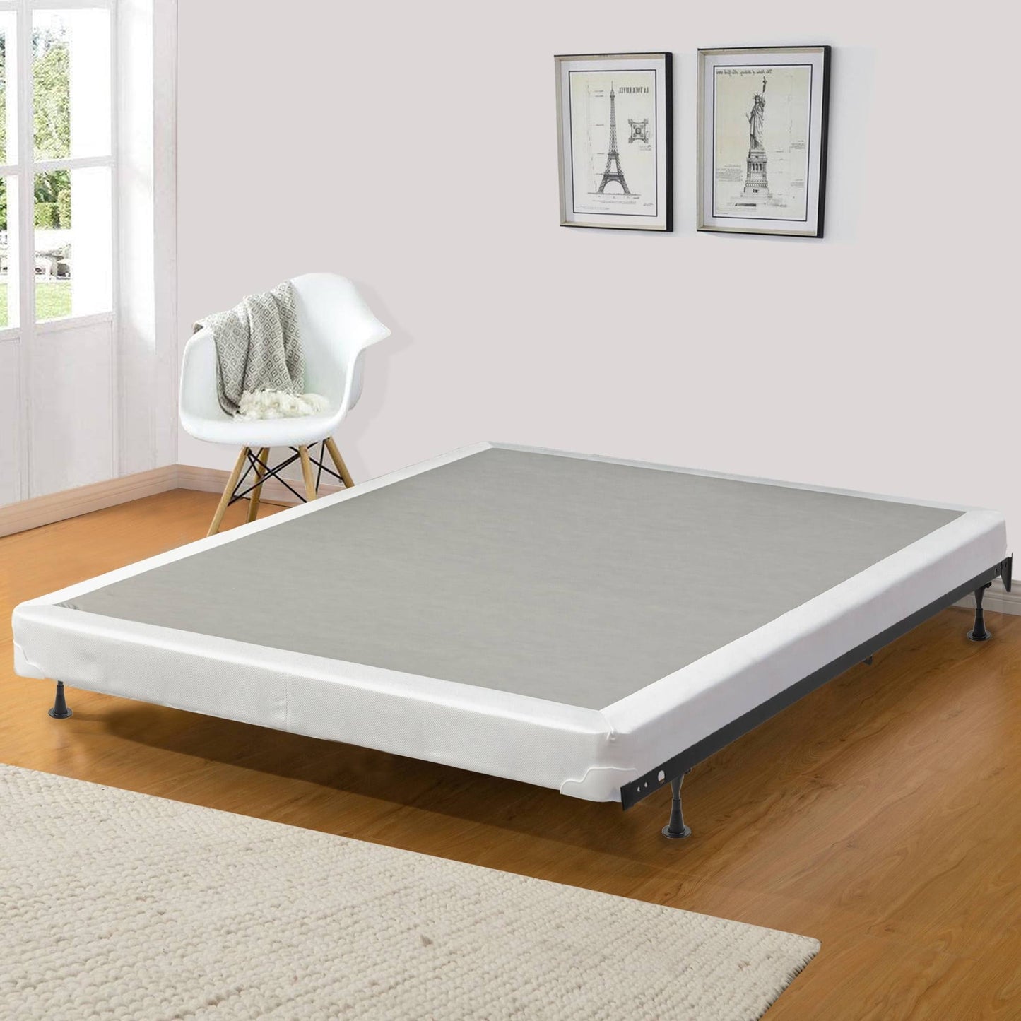 4 Split Fully Assembled Box Spring For Mattress, Full, Beige