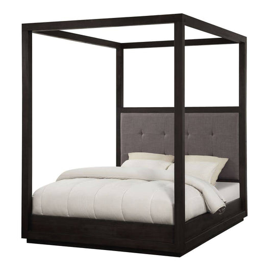 Tufted Solid Wood And Upholstered Canopy Bed Joss & Main Color: Basalt Gray, Size: Queen