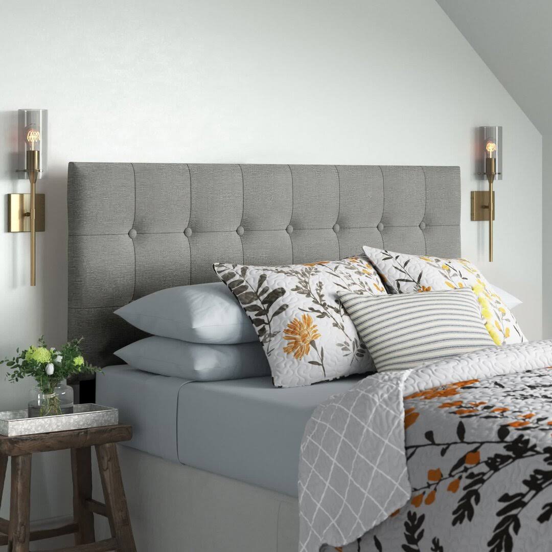 Upholstered Panel Headboard  Size: Queen Color: Gray