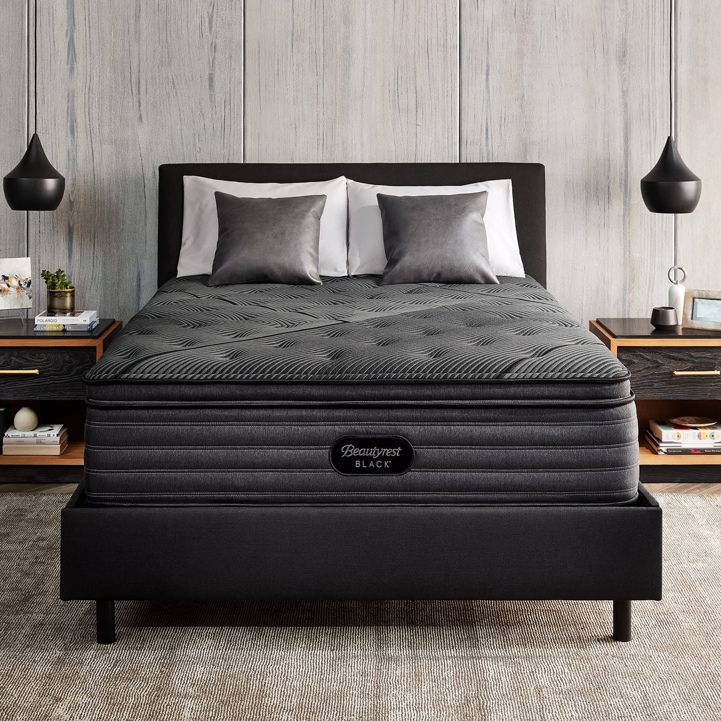 Black L-Class 14.25 Medium Pillow Top Mattress Set (Queen Lp)