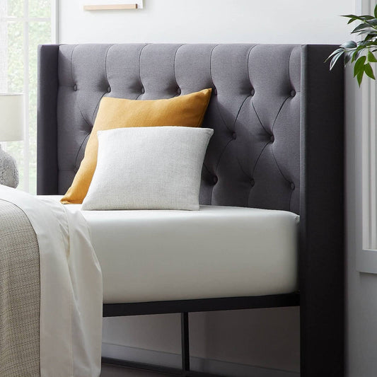 Button Tufted Midrise Headboard - Queen, Gray