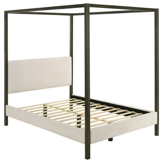 Upholstered Queen Canopy Platform Bed - Vanilla And Black