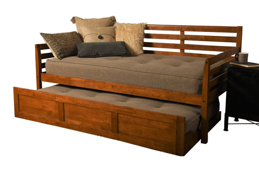 Daybed - Trundle Bed - Barbados Finish - Linen Stone Mattresses - Kodiak Furniture Bodbtbbbmlstn4