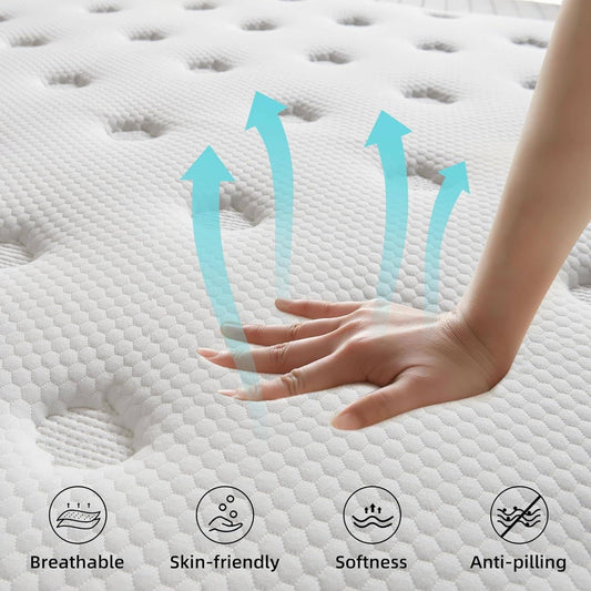 Bedding Twin Mattress, 10 Inch Memory Foam Mattress In A Box, Individual Pocket Spring Mattress With Motion Isolation And Pressure Relief,