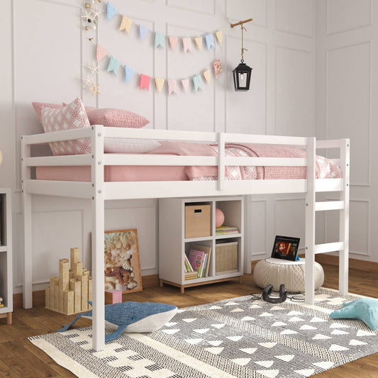 Campbell Wood Twin Junior Loft Bunk Bed, Espresso, Size: Twin Loft Bed