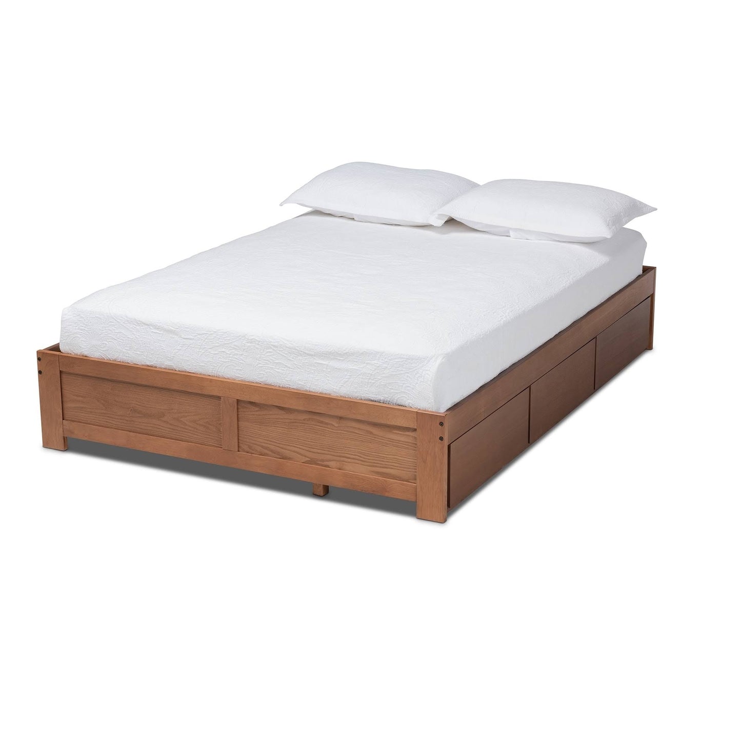 Studio Wren Walnut Finished 3-Drawer Full Size Platform Storage Bed Frame