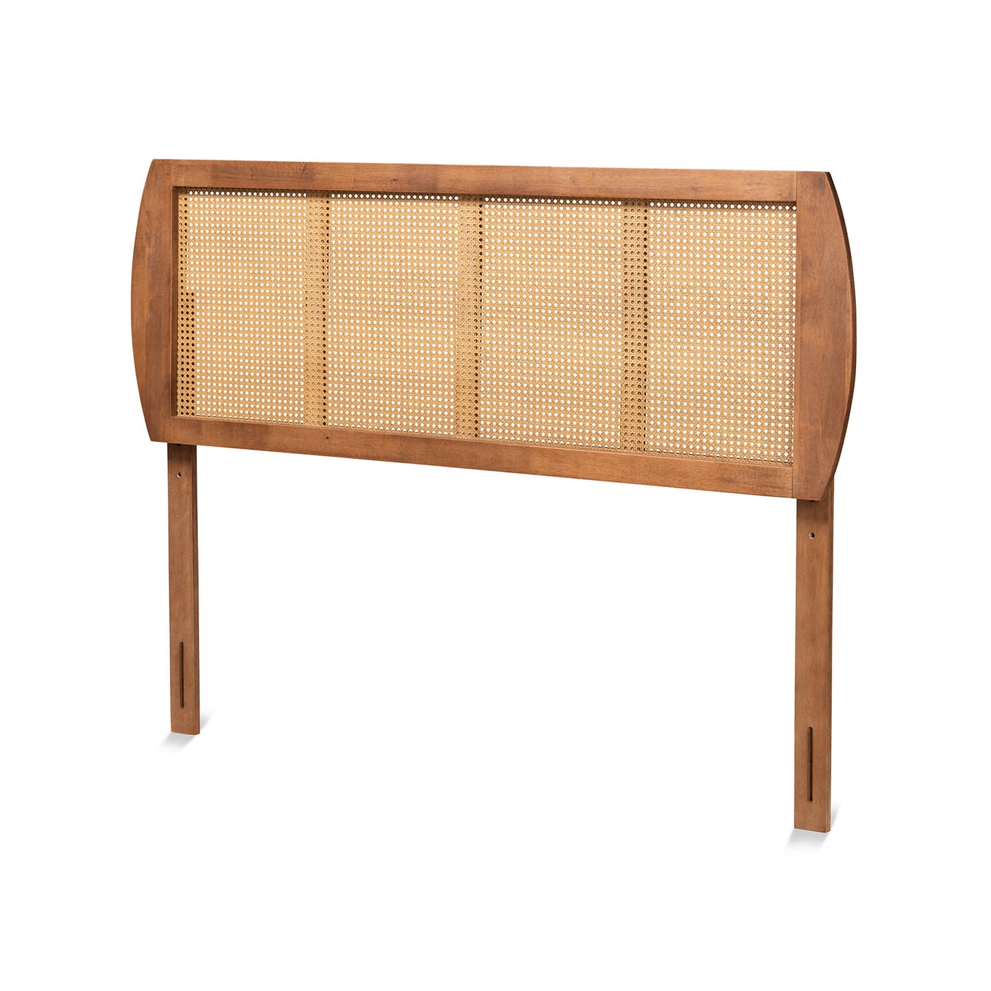 Ash Walnut Wood And Synthetic Rattan Headboard - Queen