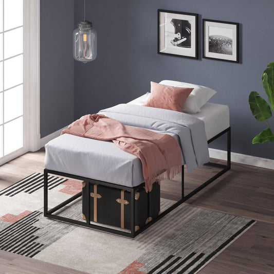 Black Metal Narrow Twin 14 In. Platform Bed