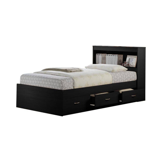 85.5 Inch Black Captain Bed With 3 Drawers And Headboard - Twin Size