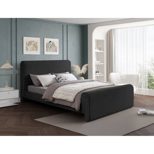 Upholstered Platform Bed  Size: Queen, Color: Cream