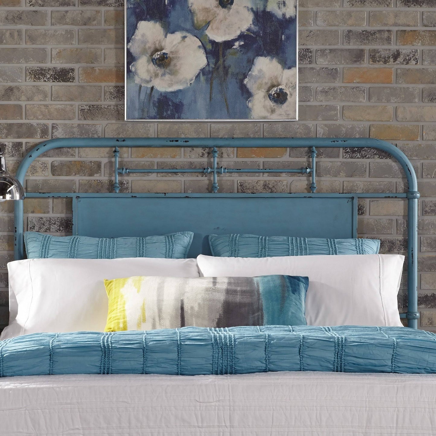 Vintage Series Blue King Metal Headboard