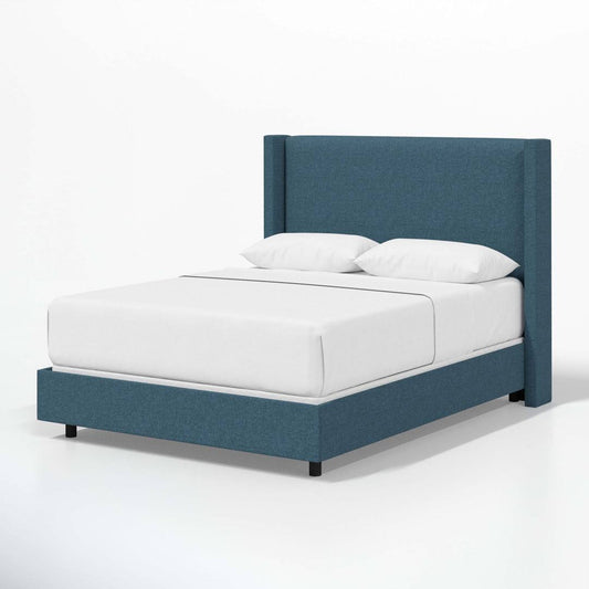 Upholstered Low Profile Standard Bed Joss & Main Pattern: Solid Color, Color: Zuma White Textured Linen, Size: Full/Double