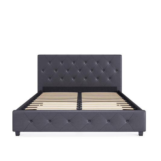 Dakota Upholstered Platform Bed Queen Gray Faux Leather