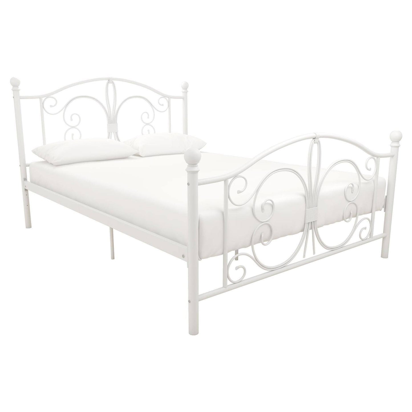 Bombay Metal Bed Frame - Vintage Design - Twin Size (White)