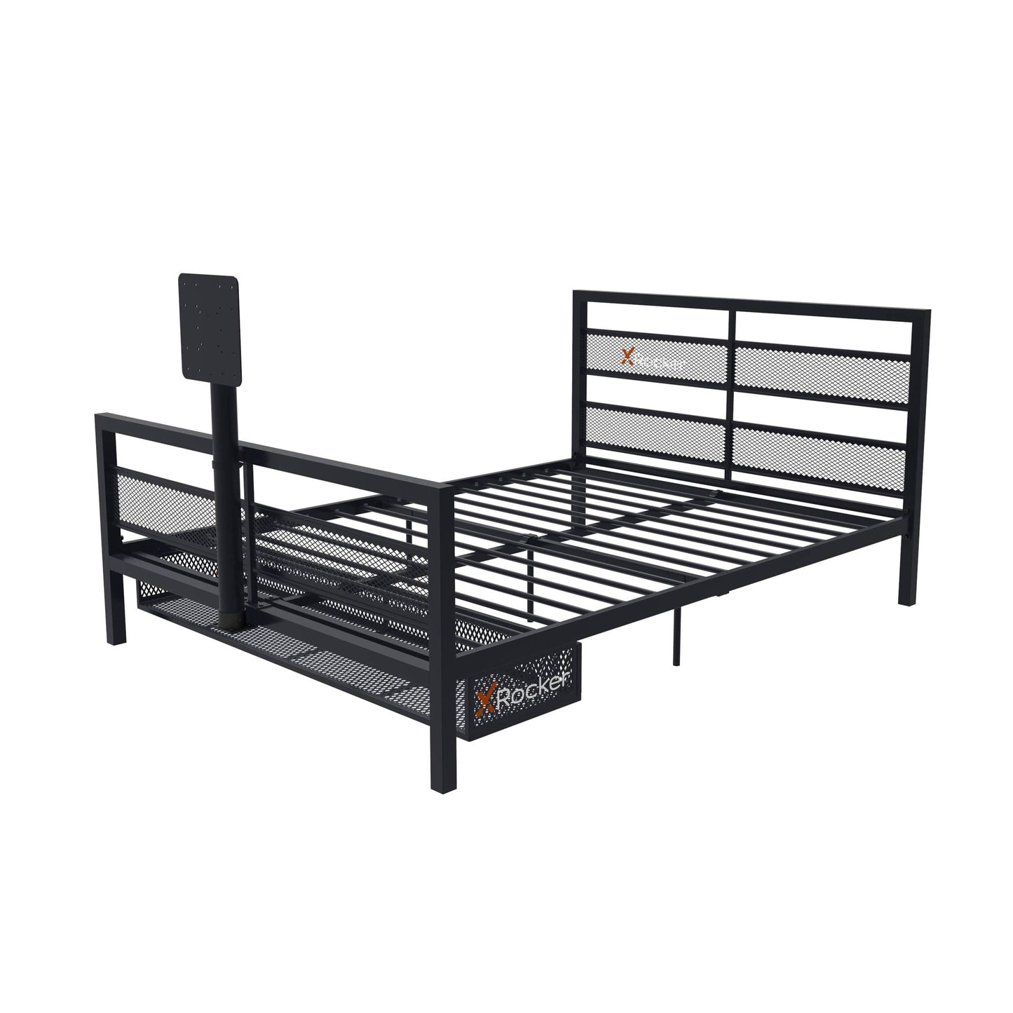 Armada Twin Over Twin Gaming Bunk Bed With Built-In Gaming Desk, Black