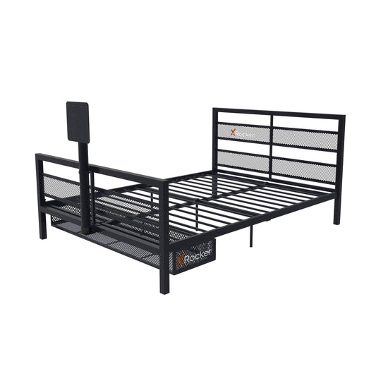 Armada Twin Over Twin Gaming Bunk Bed With Built-In Gaming Desk, Black