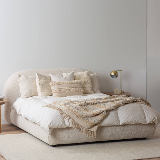 And Bark Genoa Bed - Crema White Boucle - King