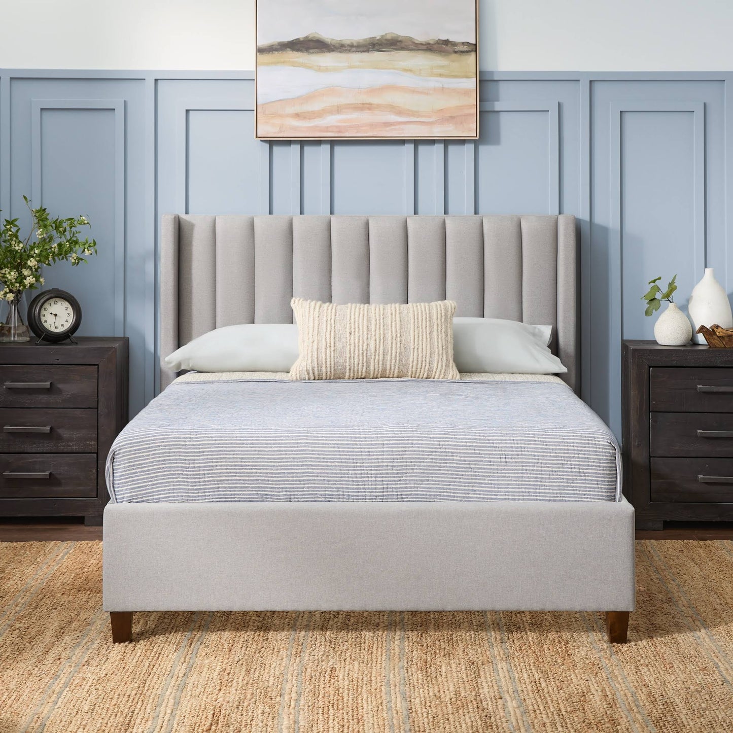 Adele Vertical Upholstered Bed - Stone - California King