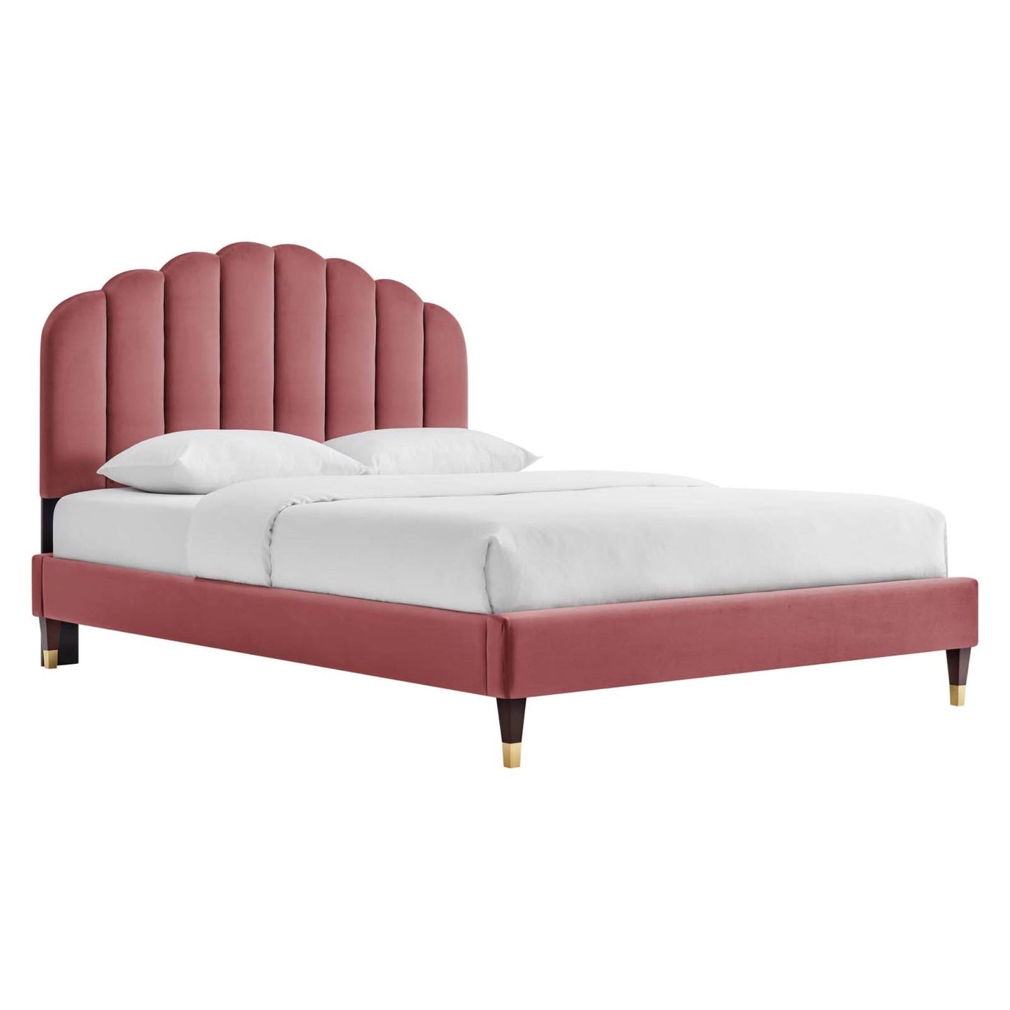 Daisy Performance Velvet Queen Platform Bed Pink Mod-6287-Pnk