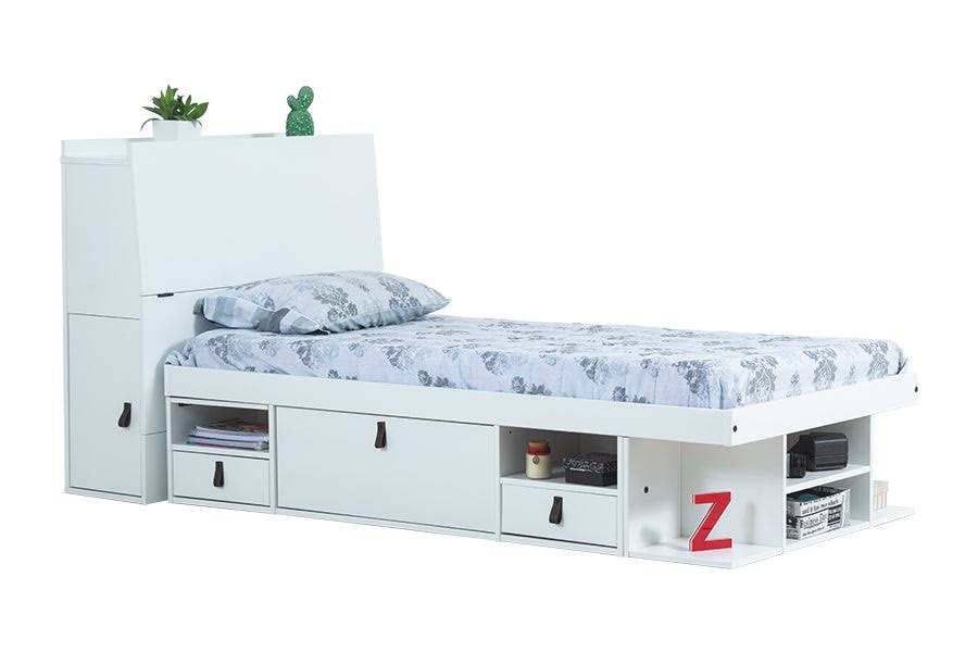 Bali Storage Platform Bed With Drawers (Twin Size, Off White)