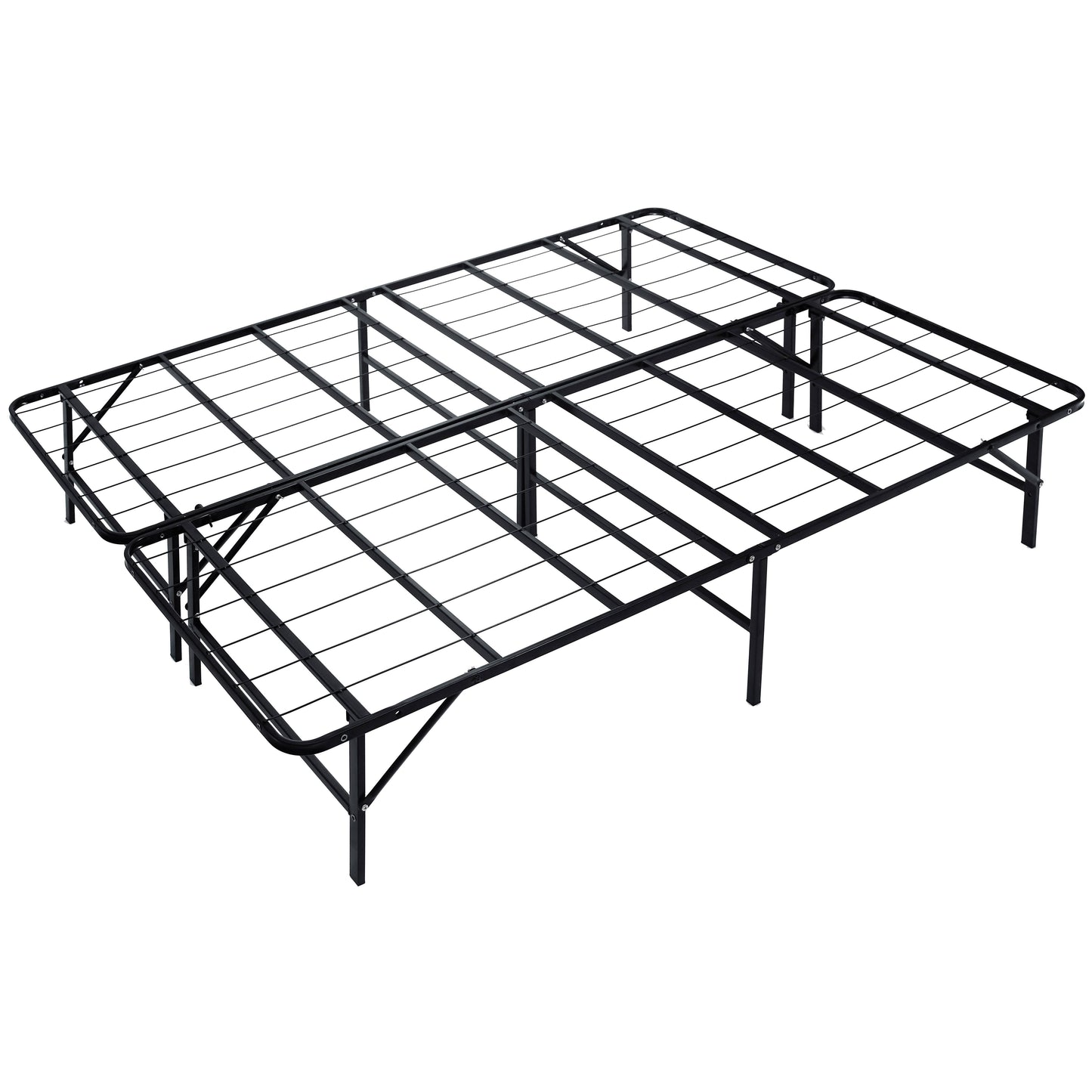 14 Foldable Metal Platform Bed Frame - Mattress Foundation - Box Spring Replacement By Naomi Home Color White, Bed Size Full