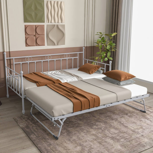 Twin Metal Daybed With Pop-Up Trundle, Bronze