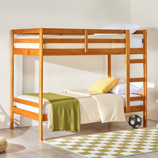 Twin Over Twin Solid Wood Simple Bunk Bed In Midnight Navy