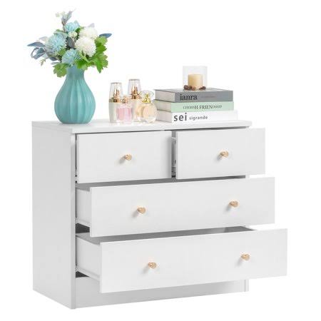 Ubesgoo Modern Wood 4-Drawer Dresser White, Womens, Size: Small