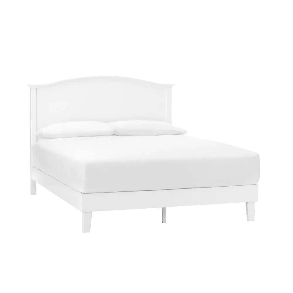 White Wood Queen Platform Bed With Curved Headboard (61.97 In. W X 48 In. H)