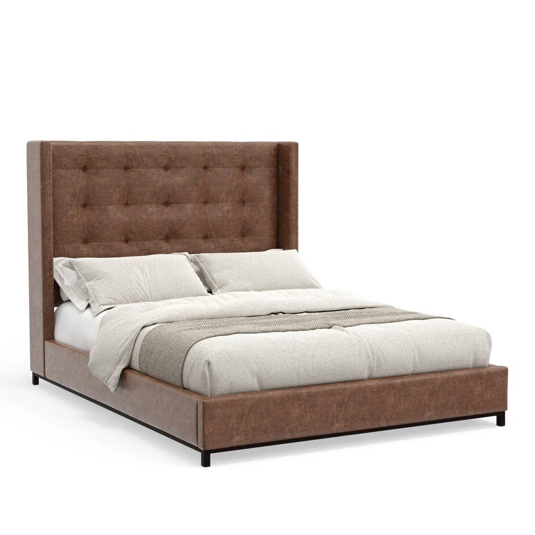 Vegan Leather Wingback Bed Size: Queen