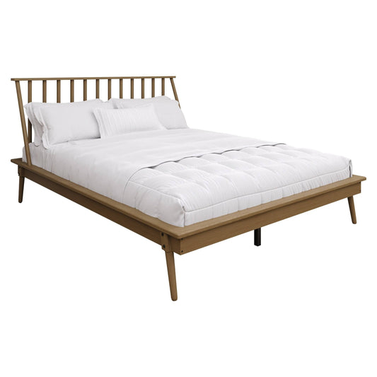 Vintage Wooden Platform Bed - Light Oak - Full