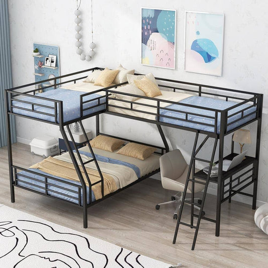 Twin Over Full Bunk Bed With Twin Size Loft Bed And Desk