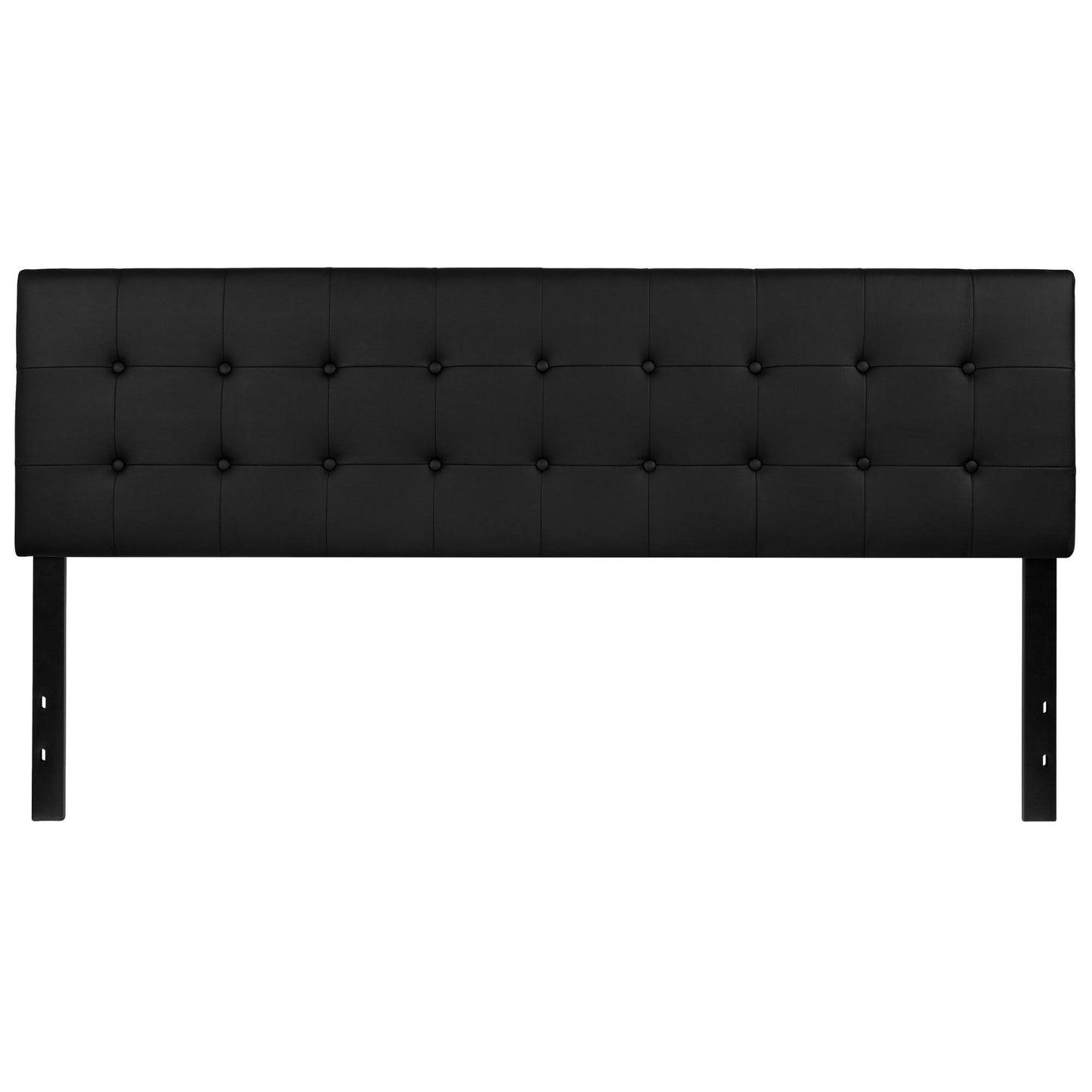 Tufted Upholstered Full Size Headboard In Black Vinyl