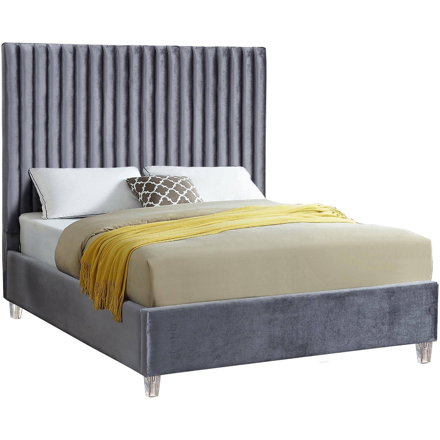 Candace Pink Velvet Twin Bed