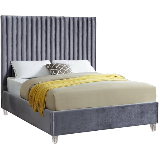 Candace Pink Velvet Twin Bed