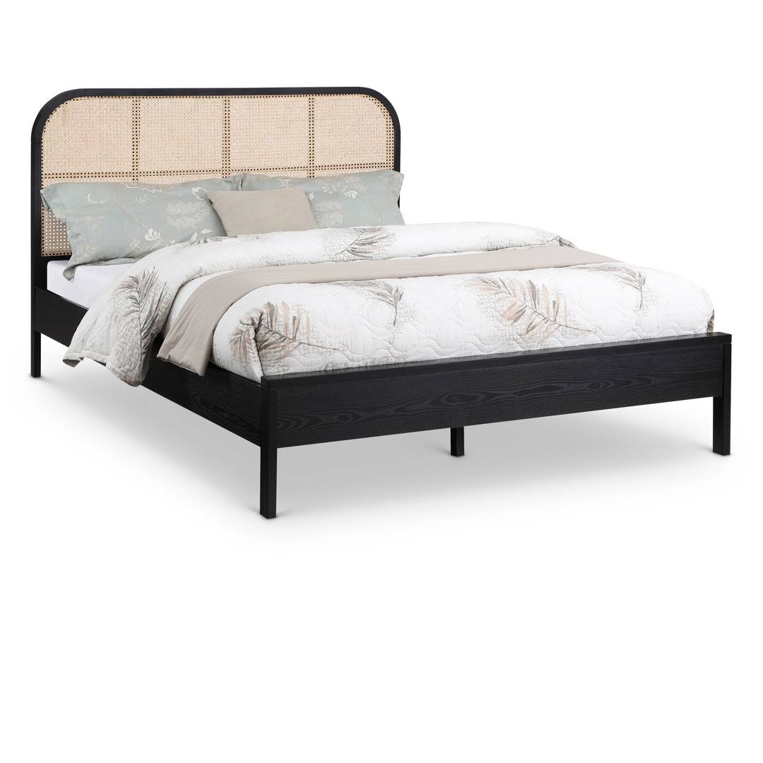 Wood Cane Platform Bed  Color: Natural, Size: Twin